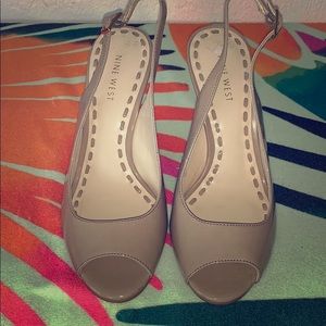 Nine West Nude Patent Leather Wedge